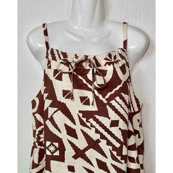 BDG NWT Eva Printed Mini Shift Dress Tiki Tropical Brown & Cream Size Small - Picture 4 of 7